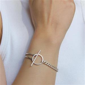 دستبند نقره کارتیه  قفل تی مردانه کد 11854