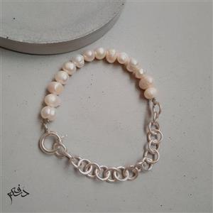 دستبند نقره و مروارید کد 2655 