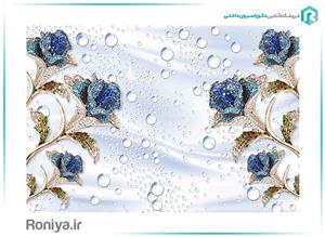 پوستر دیواری گل با نگین آبی کد 3DF-174