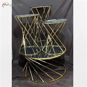 میز عسلی ( جلو مبلی ) برنزی و رویه سنگی طراحی شیک پایه ها و رنگ درجه یک با ضمانت