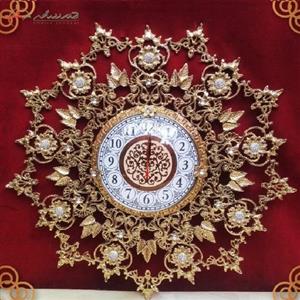 ساعت دیواری مدل طاووسی گلبرگ جنس تمام برنجی و طراحی آنتیک