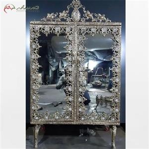 جا کفشی دو درب تاج دار بدنه تمام برنزی و آینه دار کیفیت رنگ و دوام محصول بی نظیر