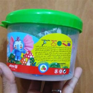 خمیر بازی 5 رنگ سطلی اریا با ابزار  تاریخ تولید اردیبهشت 1402