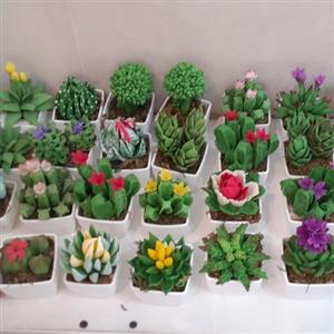 گل کاکتوس مصنوعی خمیر چینی گالری شلف محمد انواع گلدون های مصنوعی