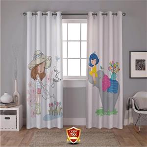 ست فرش پرده دخترانه زمینه کرم B377