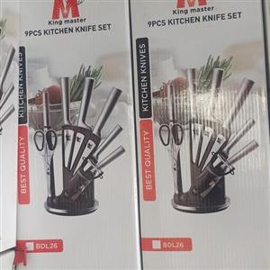سرویس چاقو استیل 9پارچه کاردوساطور کینگ مسر 