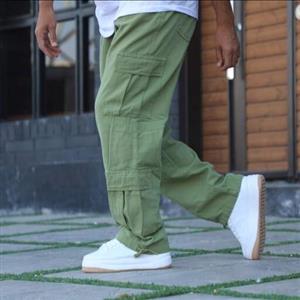 شلوار کارگو بگ مردانه 8 جیب زیتونی باتیس بوتیک