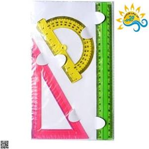 ست خط کش گو نیا و نقاله ژله ای 3عددی- خط کش و گو نیا و نقاله  نشکن ژله ای عددی