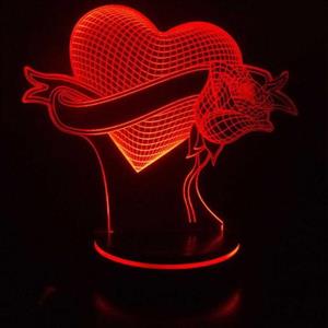 چراغ خواب سه بعدی پارسافن لیزر طرح عاشقانه قلب و گل 