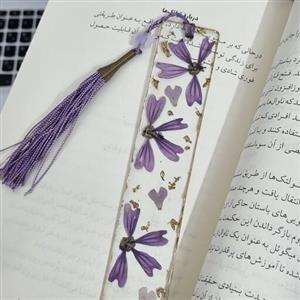 بوک مارک با گل های طبیعی پنیرک و ورق طلا جنس رزین کره ای
