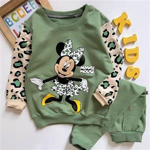 بلوز شلوار دخترانه میکی موس پلنگی سایز4045  50  55