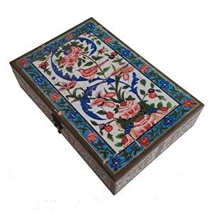 جعبه چوبی ( جاکتابی ) دکوپاژ هنرکده نقشینه طرح 153 مناسب قرآن و کتاب