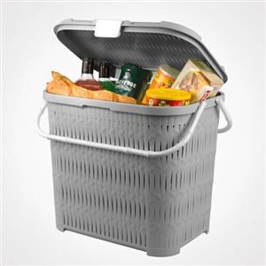 سبد پیک نیک دربدار بلند طرح بامبو  لیمون (رنگ وانیلی ، کرپ)