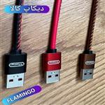 کابل پاوربانک طرح چرم تایپ سی flamingo  (رنگ مشکی)