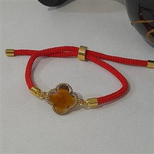 دستبند ونکلیف شیشه ای رنگی با بند کنفی آسانسوری شیک و زیبا