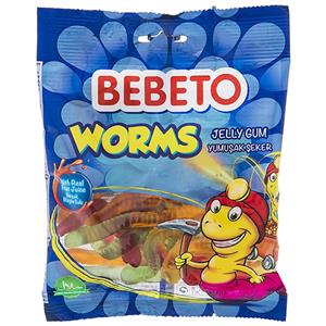 پاستیل میوه ای ببتو مدل Worms مقدار 165 گرم Bebeto Worms Fruity Jelly Gum 165 gr