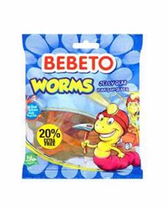 پاستیل میوه ای ببتو مدل Worms مقدار 165 گرم Bebeto Worms Fruity Jelly Gum 165 gr