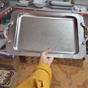 سینی مستطیل استیل کف طرح دار  بزرگ