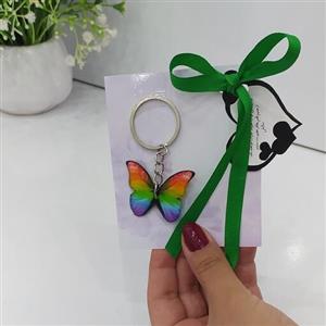 گیفت جاکلیدی پروانه مناسب عقد،عروسی،تولد،یادگاری بصورت تک و عمده دارای لیبل متن اختصاصی شما