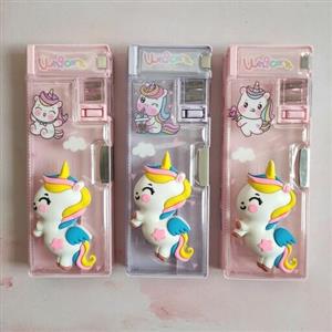 جامدادی مگنتی اسکوییشی دار درب شفاف یونیکورن