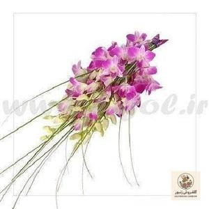 دسته گل ارکیده ابشاری  سفید با ارکیدهای لمسی درجه یک