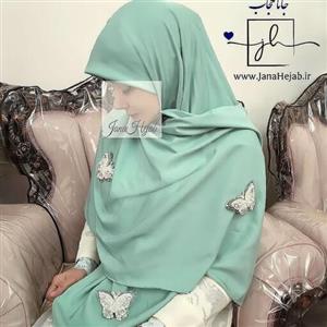 روسری مجلسی جواهر دوزی سبز دریایی