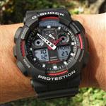 ساعت  مچی جی شاک های کپی مشکی قرمز(جیشاک GShock) تنظیم اتوماتیک با پایتخت کشورها ، اتولایت اتوماتیک(مدل GA100-1A1)