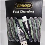 کابل شارژ  EPIMAX تایپ c امکان انتقال اطلاعات120 سانتیمتر رنگ خاکستری