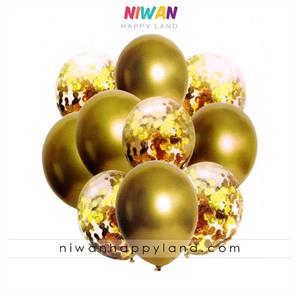 بادکنک کروم طلایی بسته ی 10 عددی
