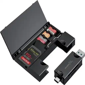 Porodo Blue 2-in-1 Card Reader with Card Holder رم ریدر