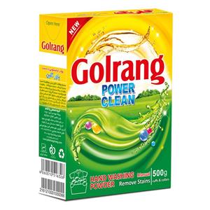 پودر ماشین لباسشویی با دست گلرنگ مدل Power Clean مقدار 500 گرم Golrang Power Clean Hand Washing Powdwr 500g