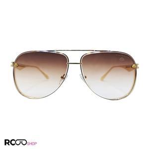 عینک آفتابی خلبانی میباخ با فریم فلزی، طلایی رنگ و لنز قهوه ای مدل 63089