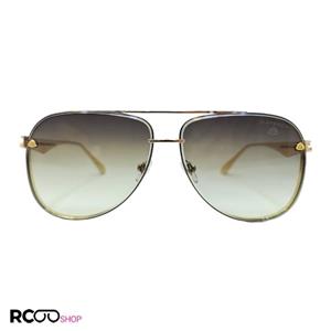 عینک آفتابی خلبانی میباخ با فریم فلزی، طلایی رنگ و لنز سبز تیره مدل 63089