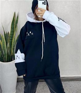 هودی تو کرکی میو جنس  تو کرکی رنگ مشکی و سفید فری سایزاز 38تا46