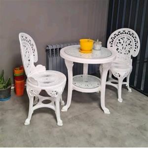 صندلی و میز پلاستیکی پلیمری طاووسی دو نفره