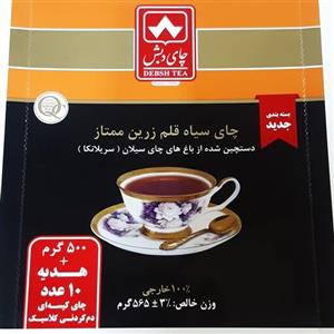 چای سیاه خارجی قلم سیلان اصل سریلانکا برند دبش هدیه10 عدد چای کیسه ای 565گرمی