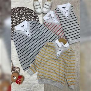 بلوز تک پسرانه یقه پیراهنی راه راه