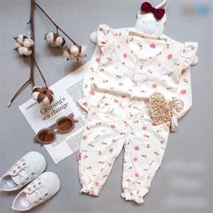 سرهمی دخترانه نوزادی طرح گل زنبق پردیس