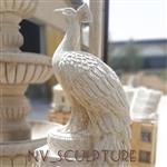 مجسمه طاووس سنگی ارتفاع 70 در 40در 40 جنس سنگ مرمریت خوی