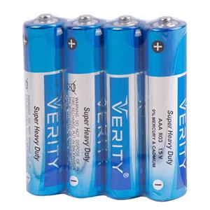 باتری نیم قلمی وریتی مدل Zinc Carbon AAA Battery Shrink - R03 بسته چهار عددی 