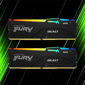 رم کامپیوتر رم کینگستون FURY Beast DDR5 32GB 16GBx2 5200MHz RGB Black CL40