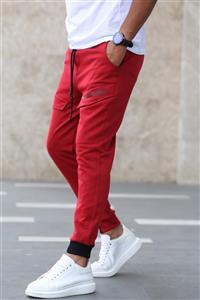 شلوار گرمکن قرمز کاپوت دار جیب دار کمرکش طرح چاپی مردانه مدمکست Madmext (برند ترکیه)
