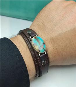 دستبند چرمی فیروزه نیشابور اصل