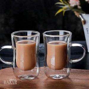 استکان دوجداره کمرباریک بی وی کی کد 316106 (دوعددی)