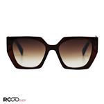 عینک آفتابی پرادا با فریم قهوه ای، گربه ای شکل و لنز هایلایت مدل 2246