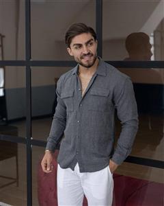 پیراهن مردانه کنفی ترک ساده کد 0217400652