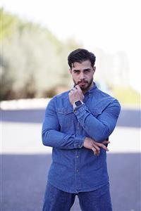 پیراهن مردانه جین ساده کد 0217012359