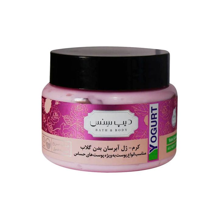 کرم ژل آبرسان بدن حاوی گلاب مناسب انواع پوست دیپ سنس 250 میل