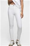 شلوار جین سفید کمربلند جیب دار مدل جذب زنانه پول اند بیر Pull & Bear (برند اسپانیا)