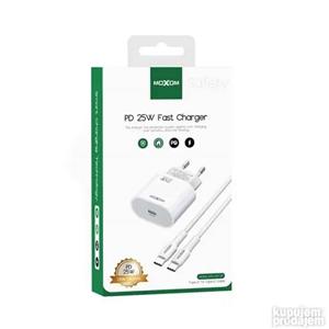 شارژر دیواری موکسوم مدل MX-HC139 توان 25 وات همراه با کابل تایپ سی